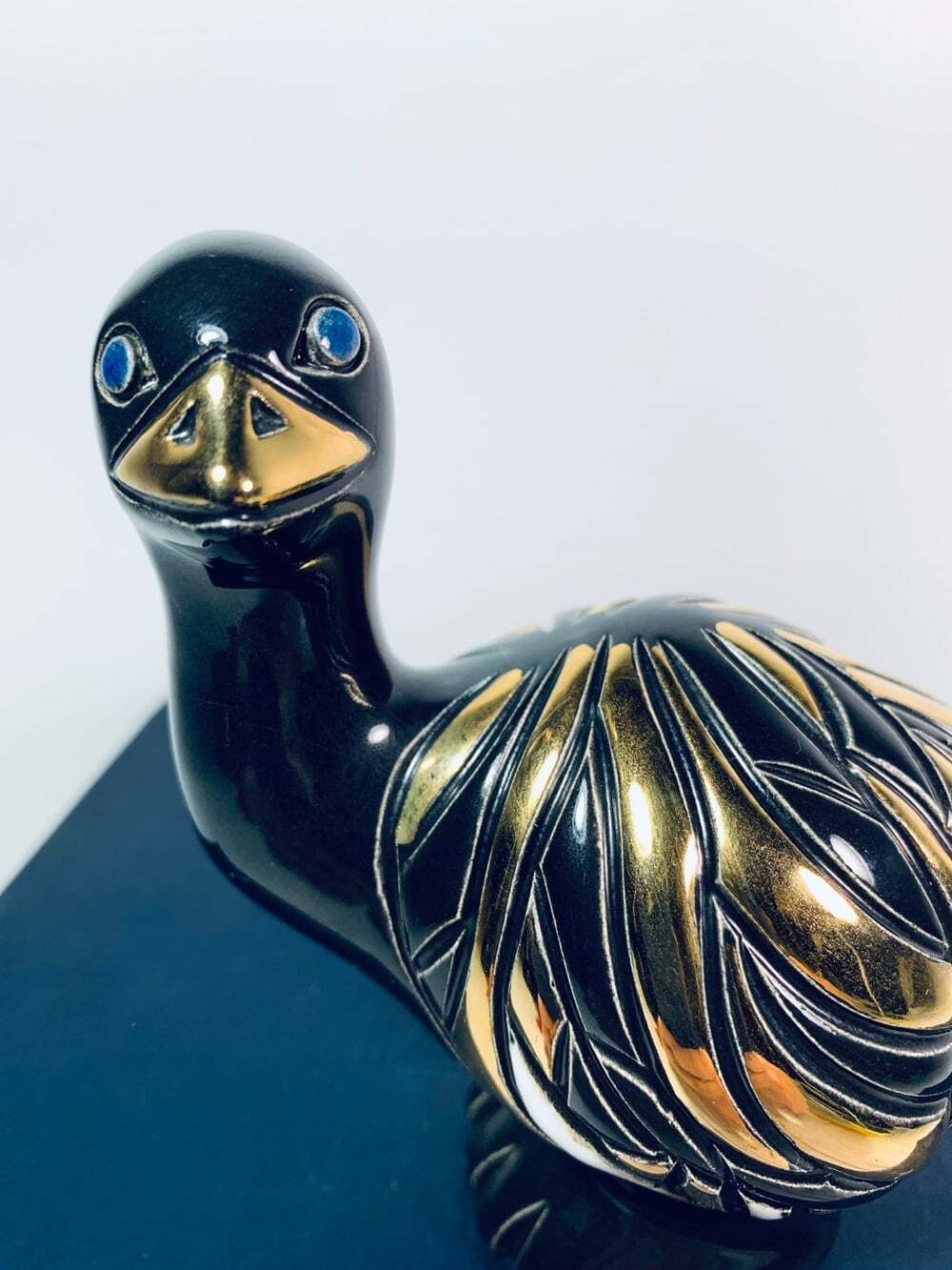 Emu or Ostrich black and gold figurine